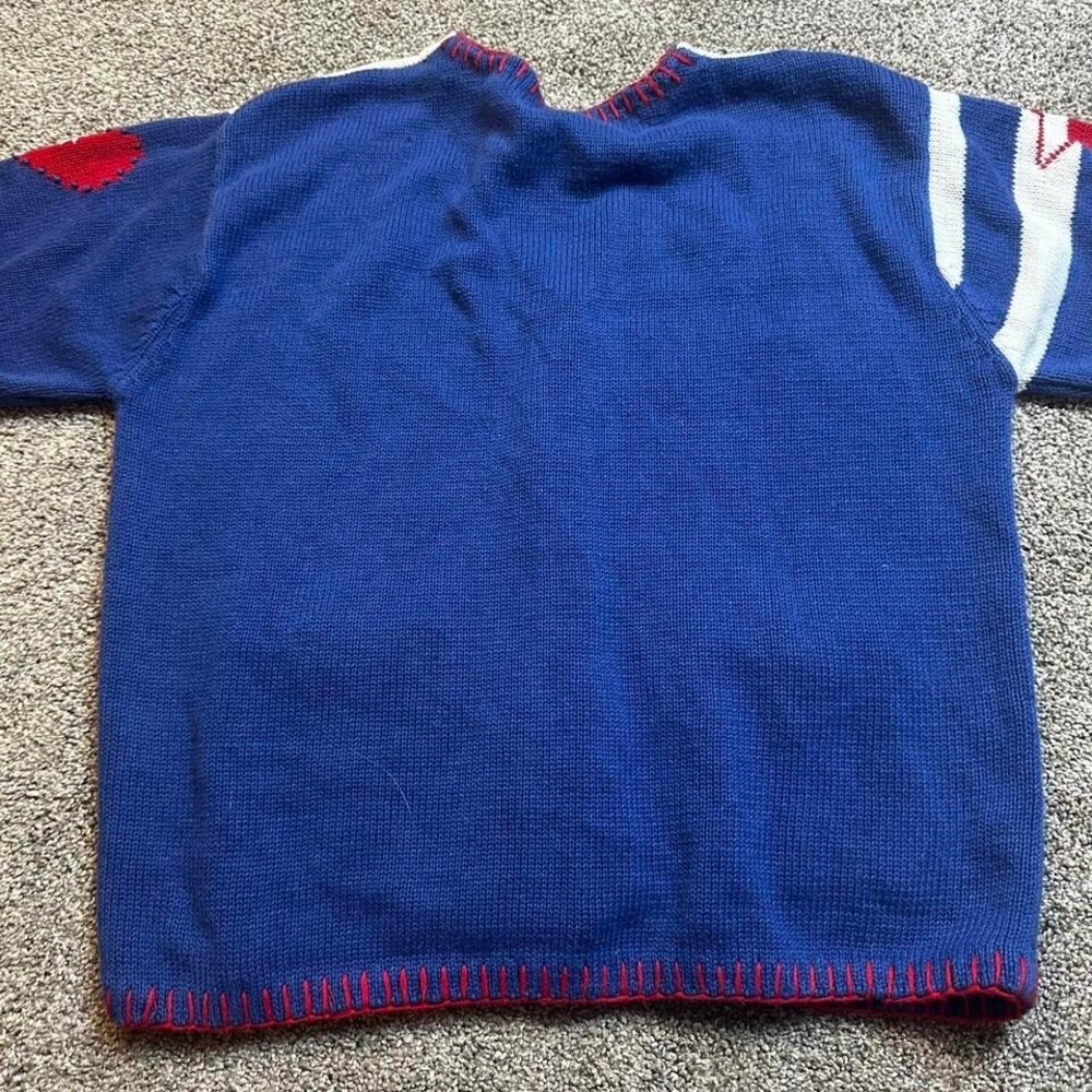 Vintage American Flag‎ Stars & Stripes Patriotic Knit Button Up Cardigan large - Picture 2 of 4